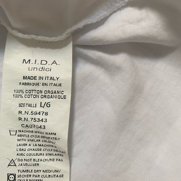 M.I.D.A Undici Men's White Short Sleeve Henley Organic Cotton T-Shirt Size L NWT - Picture 6 of 9